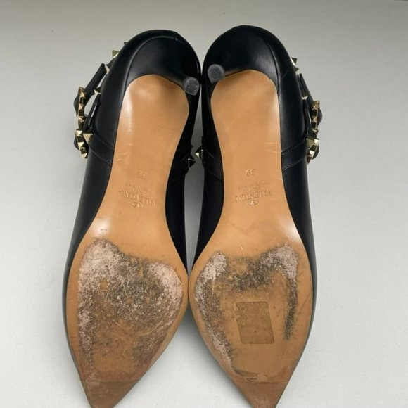 VALENTINO Garavani Black Leather Rockstud Moto Ankle Booties - IT 39/US 9 - Picture 6 of 11